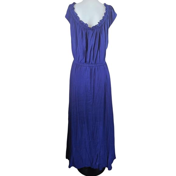 Torrid Navy Blue Summer Ruffle Pull Waist Side Slit Maxi Women's Dress 4 - 4X - Picture 3 of 6